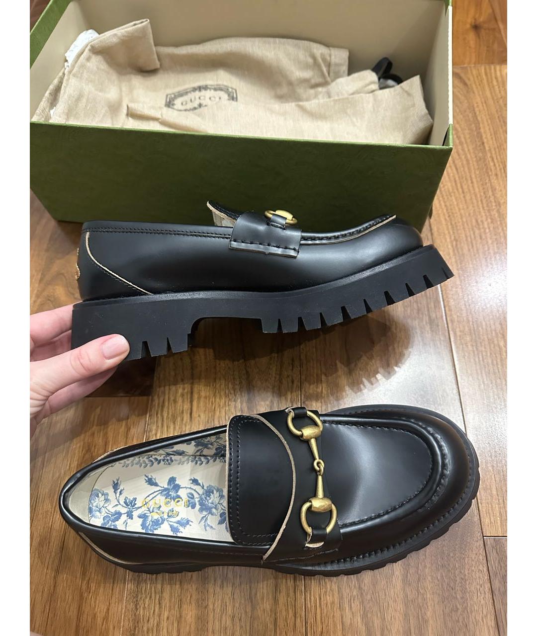 GUCCI Черные лоферы, фото 5