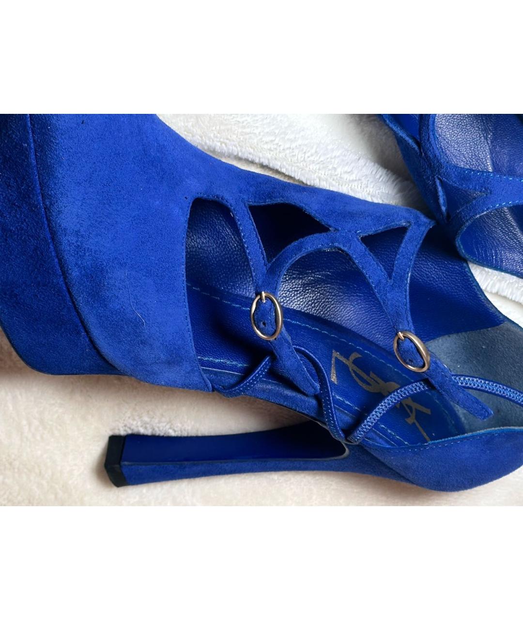 SAINT LAURENT Синие замшевые туфли, фото 6