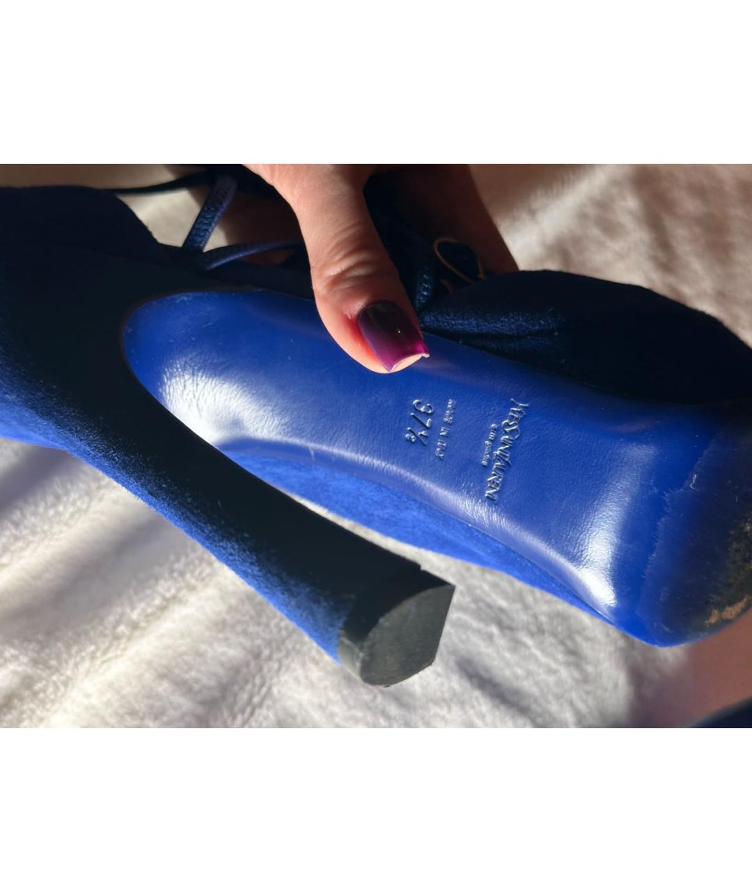 SAINT LAURENT Синие замшевые туфли, фото 8