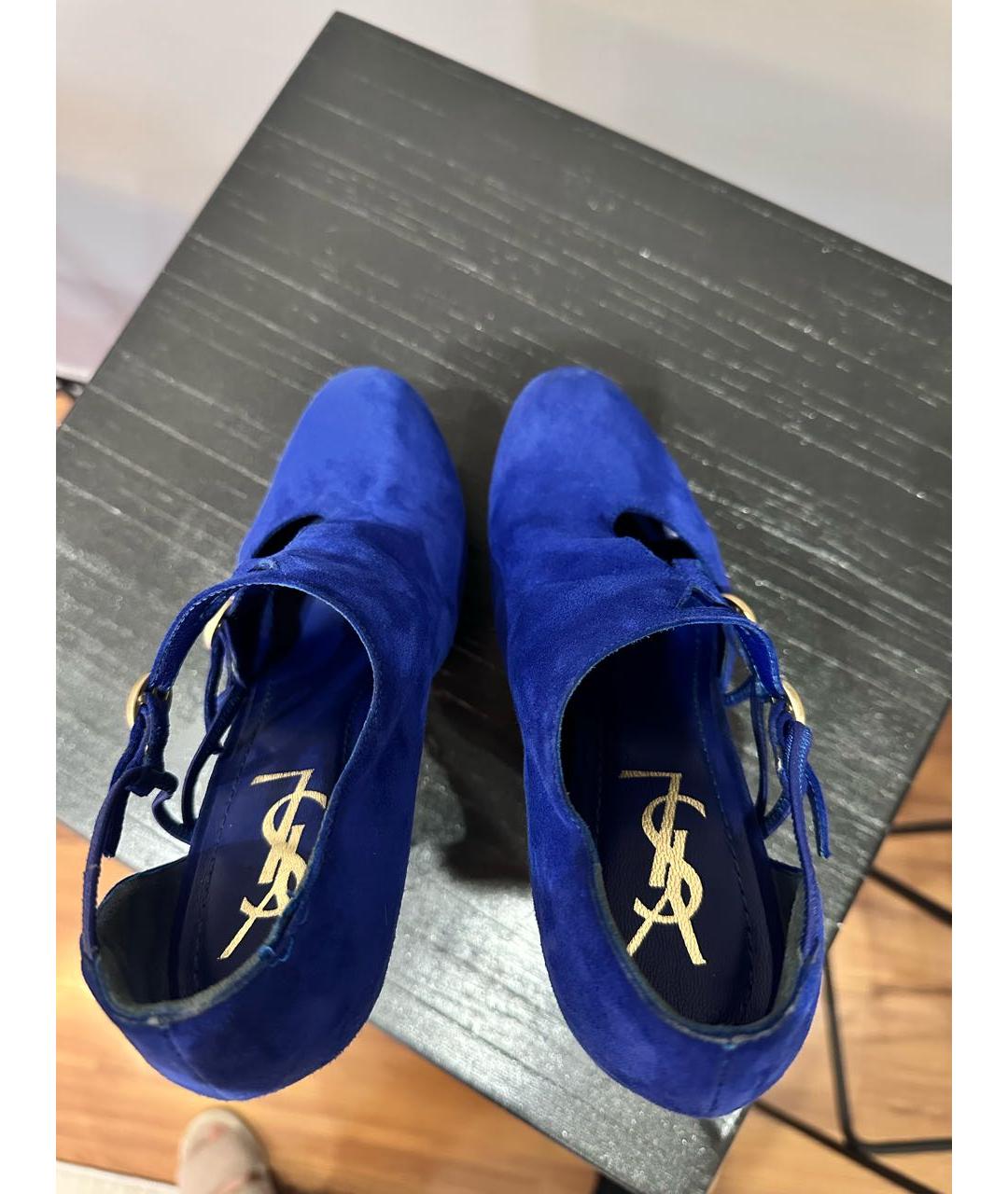 SAINT LAURENT Синие замшевые туфли, фото 3