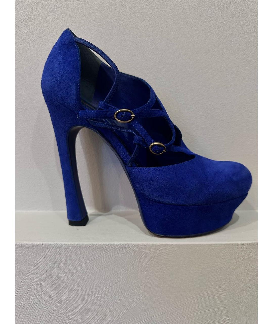 SAINT LAURENT Синие замшевые туфли, фото 9