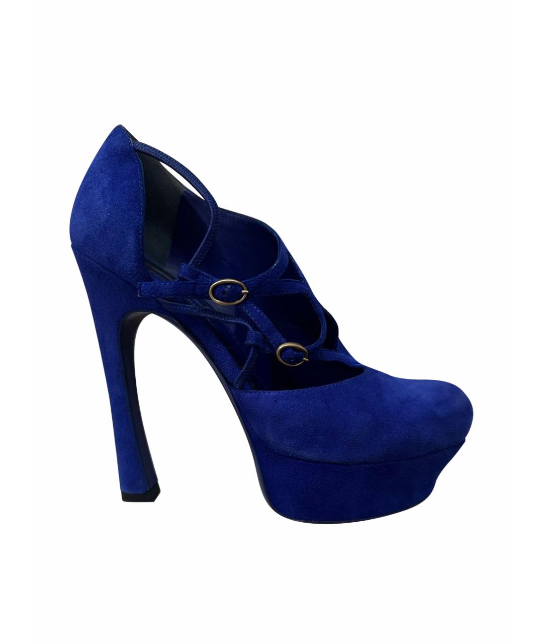 SAINT LAURENT Синие замшевые туфли, фото 1