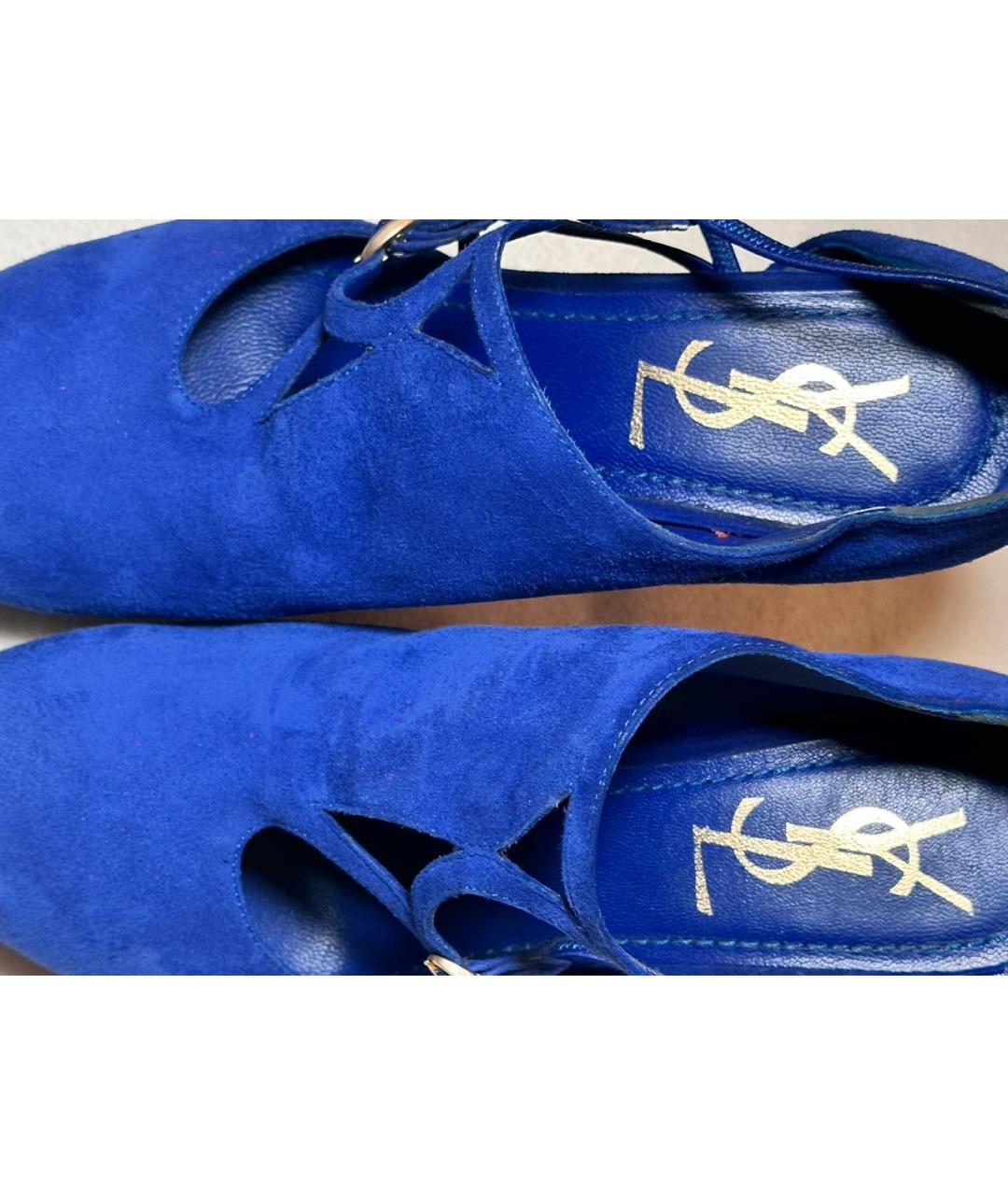 SAINT LAURENT Синие замшевые туфли, фото 5