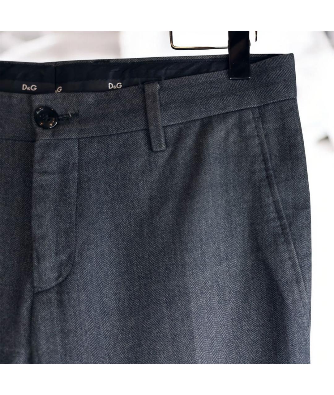 DOLCE&GABBANA Серые хлопко-эластановые повседневные брюки, фото 3