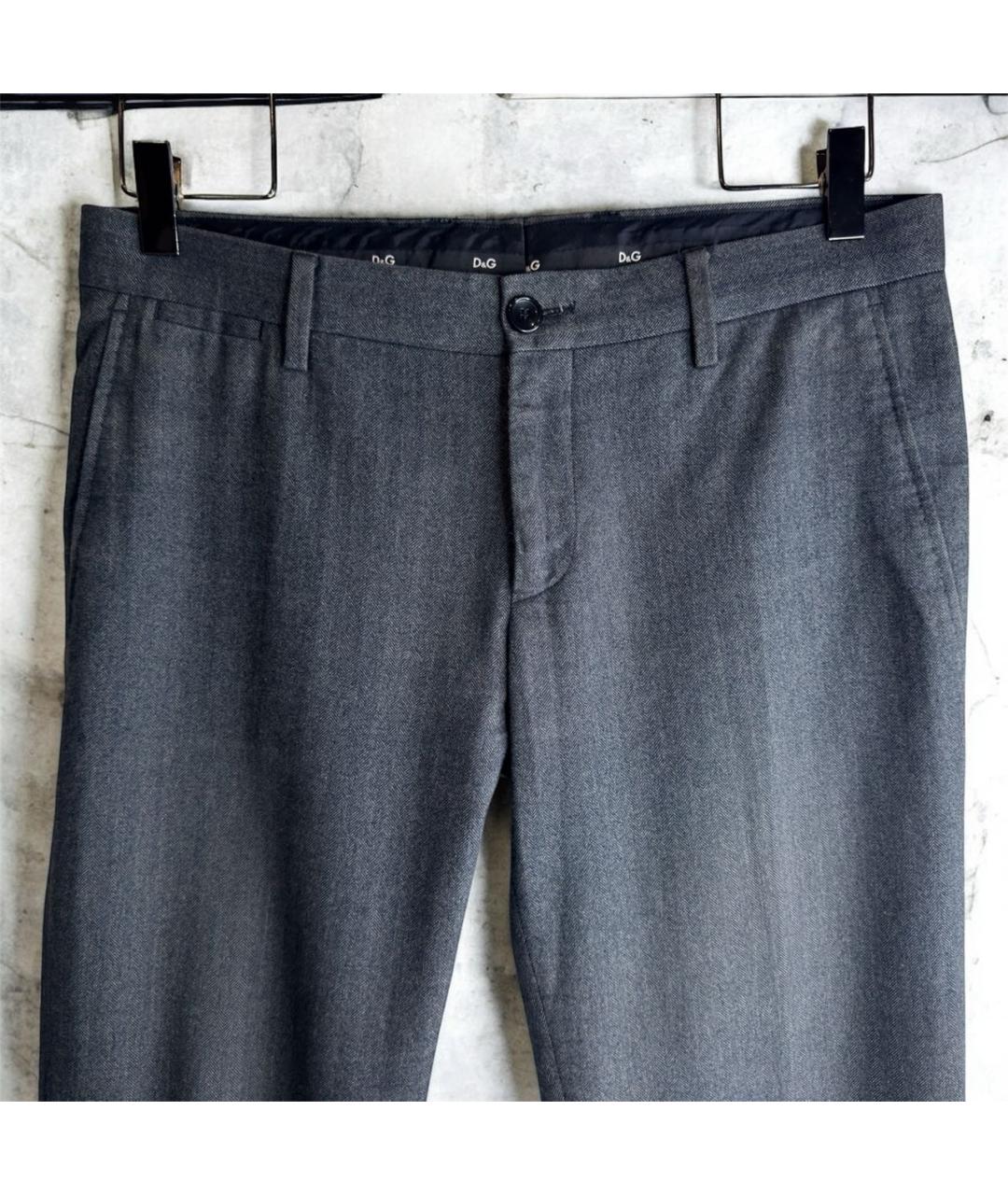 DOLCE&GABBANA Серые хлопко-эластановые повседневные брюки, фото 2