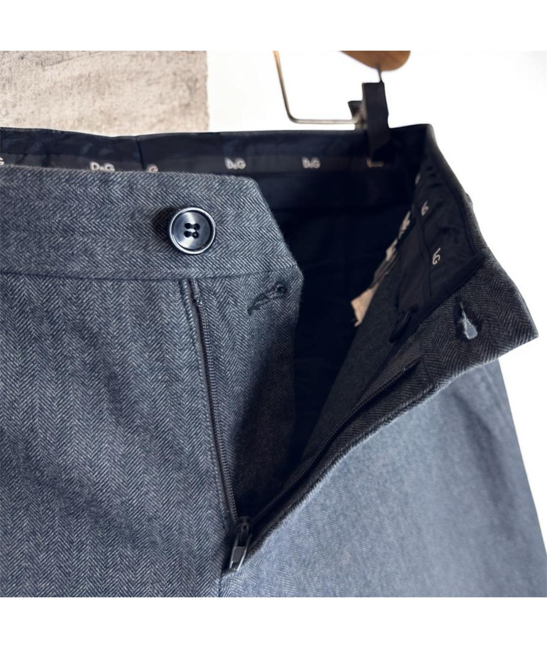 DOLCE&GABBANA Серые хлопко-эластановые повседневные брюки, фото 7