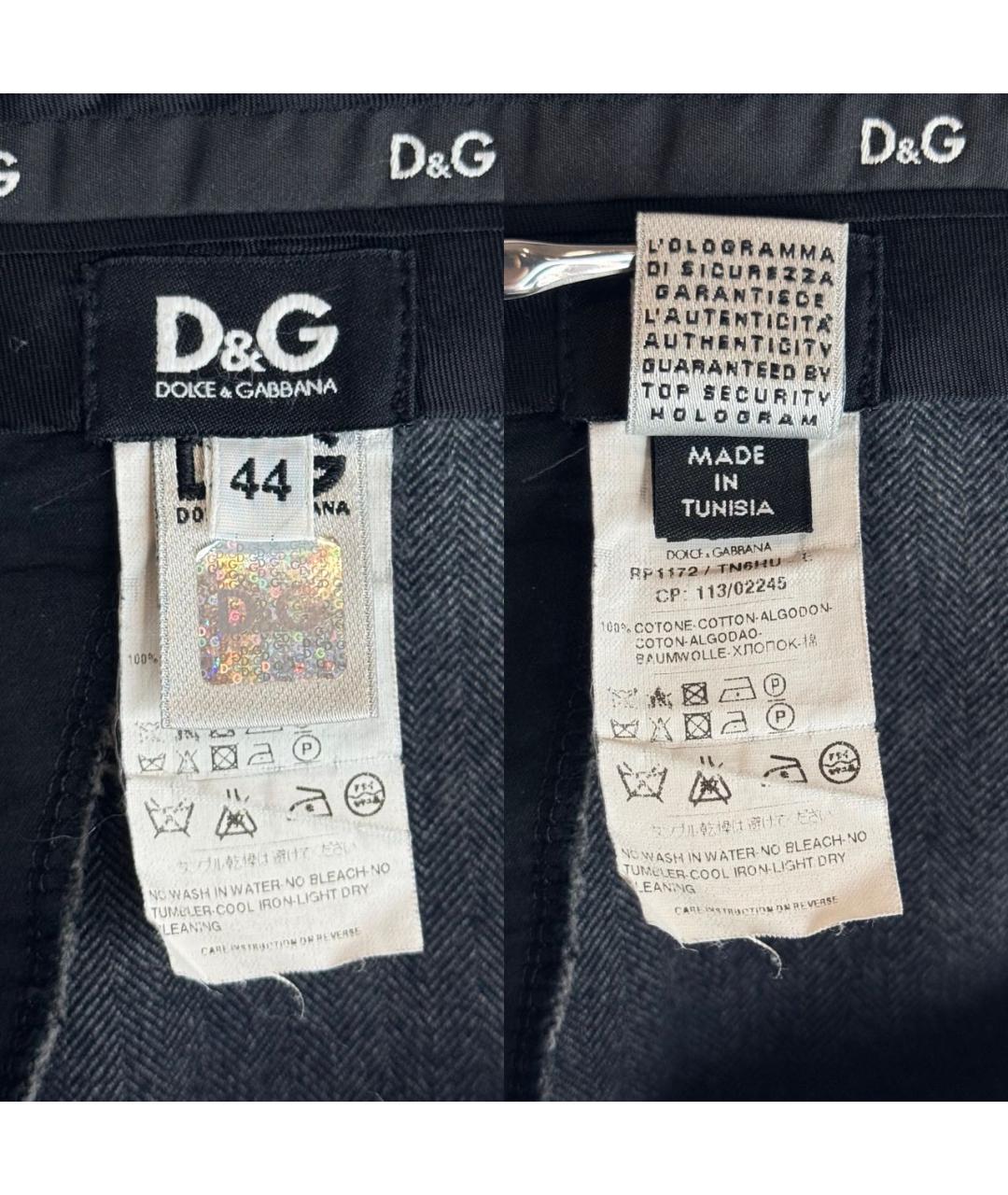 DOLCE&GABBANA Серые хлопко-эластановые повседневные брюки, фото 8