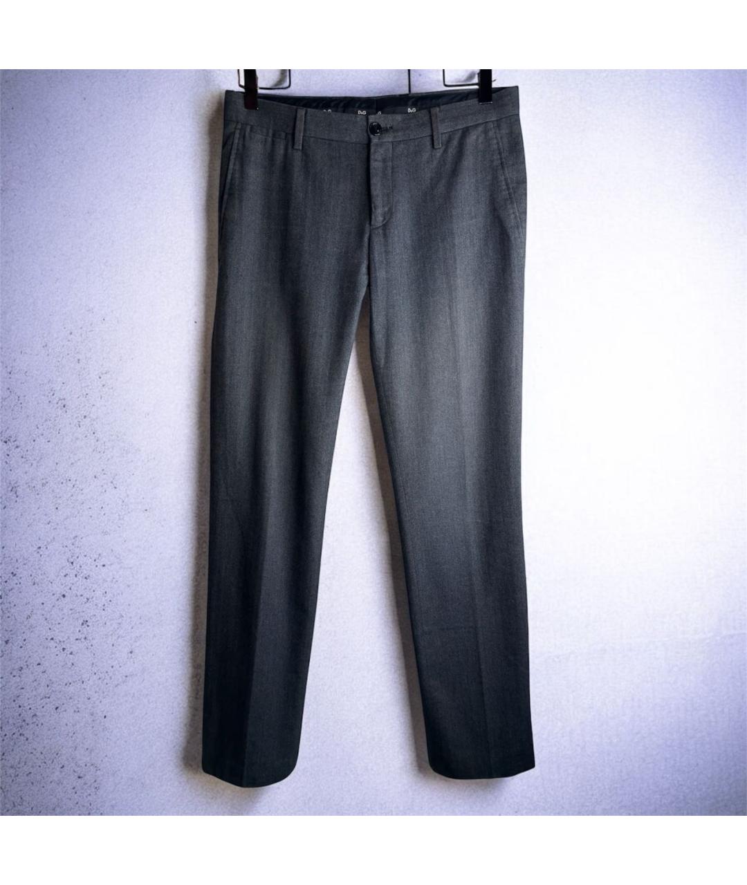 DOLCE&GABBANA Серые хлопко-эластановые повседневные брюки, фото 9