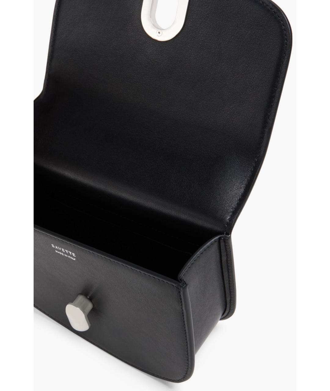 Savette Черная кожаная сумка с короткими ручками, фото 4