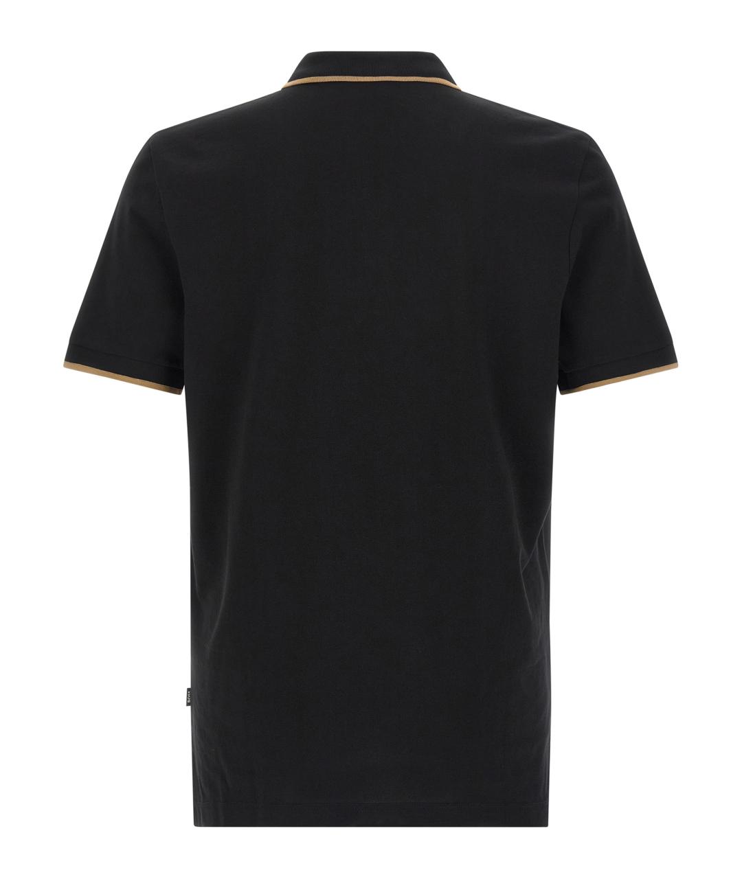 HUGO BOSS Черное хлопковое поло с коротким рукавом, фото 2
