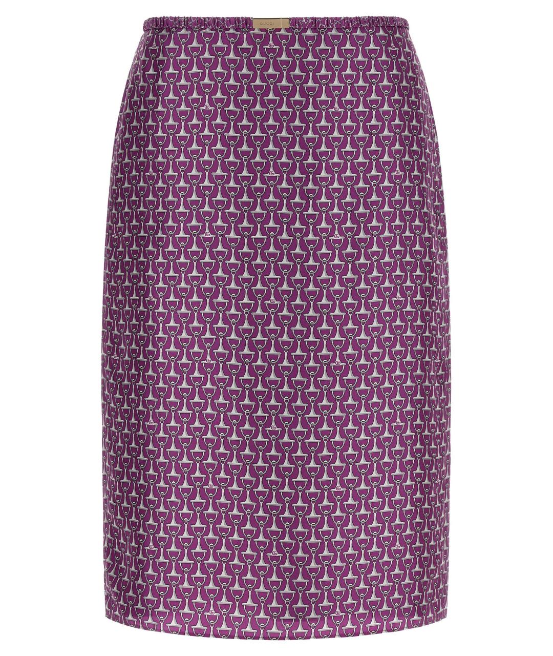 GUCCI Фиолетовая шелковая юбка миди, фото 1