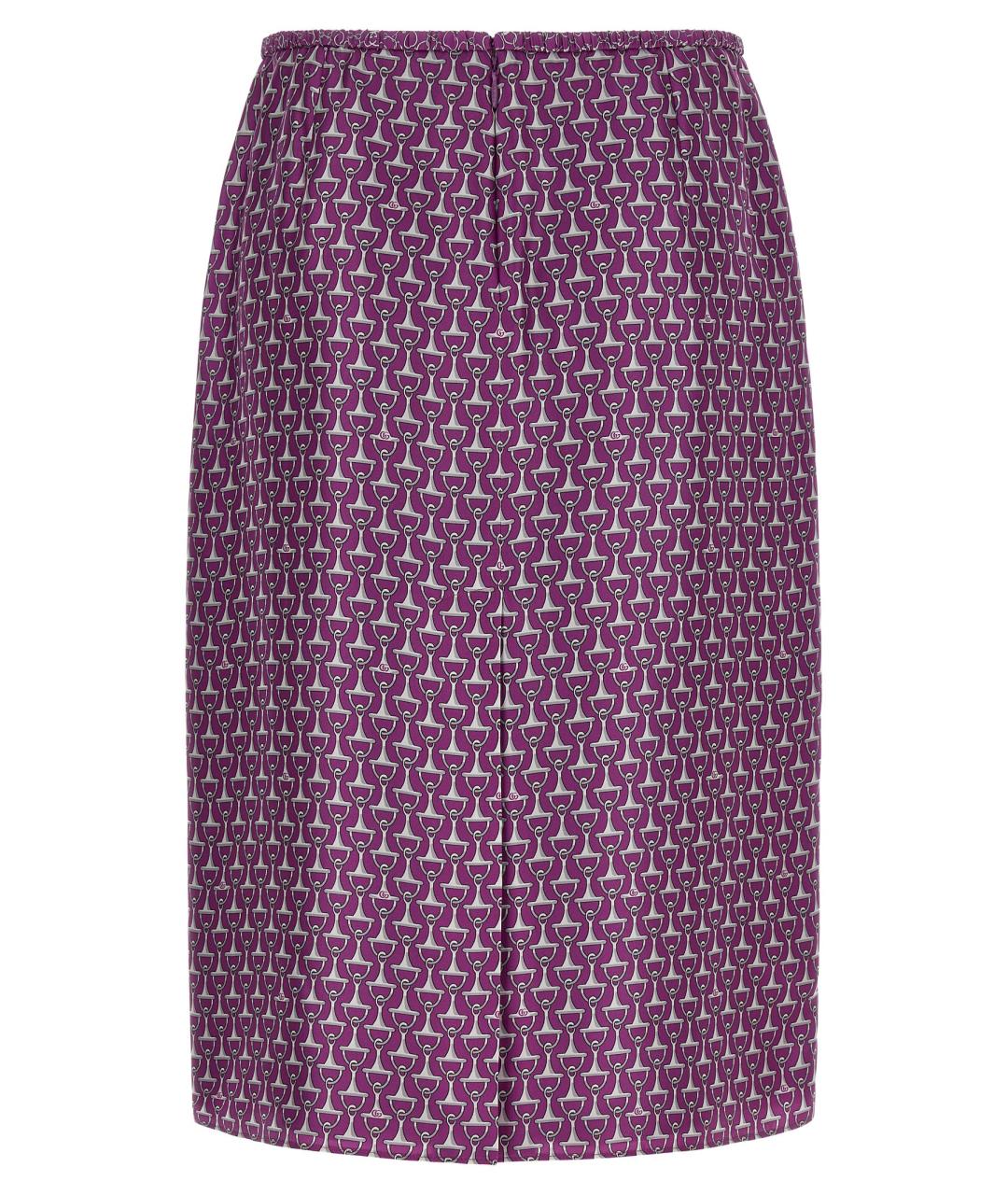GUCCI Фиолетовая шелковая юбка миди, фото 2