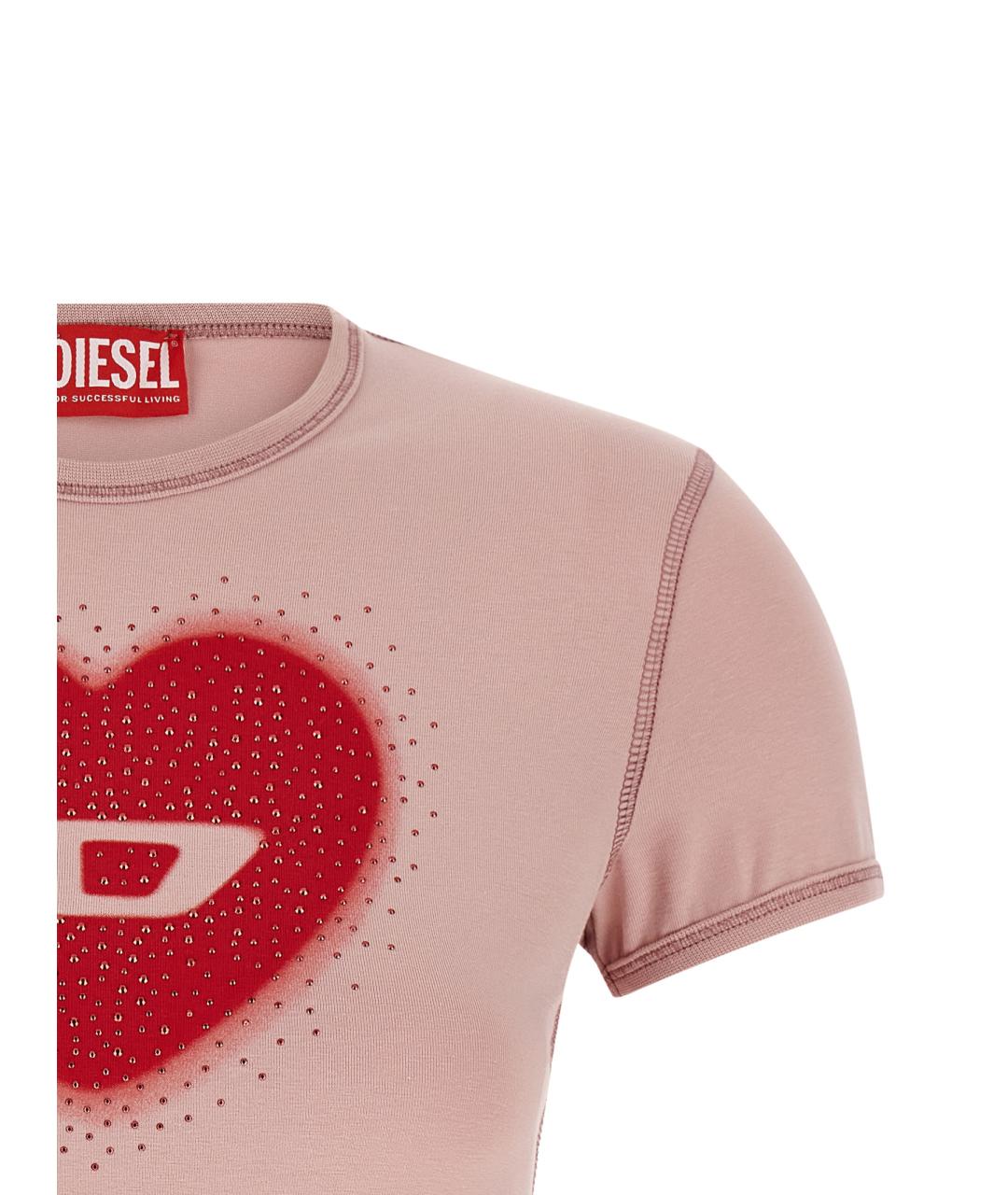 DIESEL Розовая хлопковая футболка, фото 3