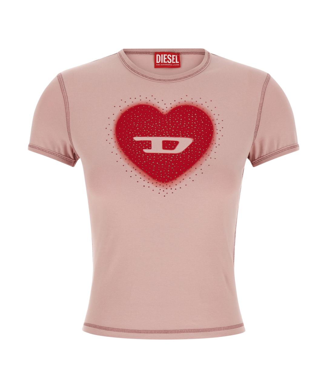 DIESEL Розовая хлопковая футболка, фото 1