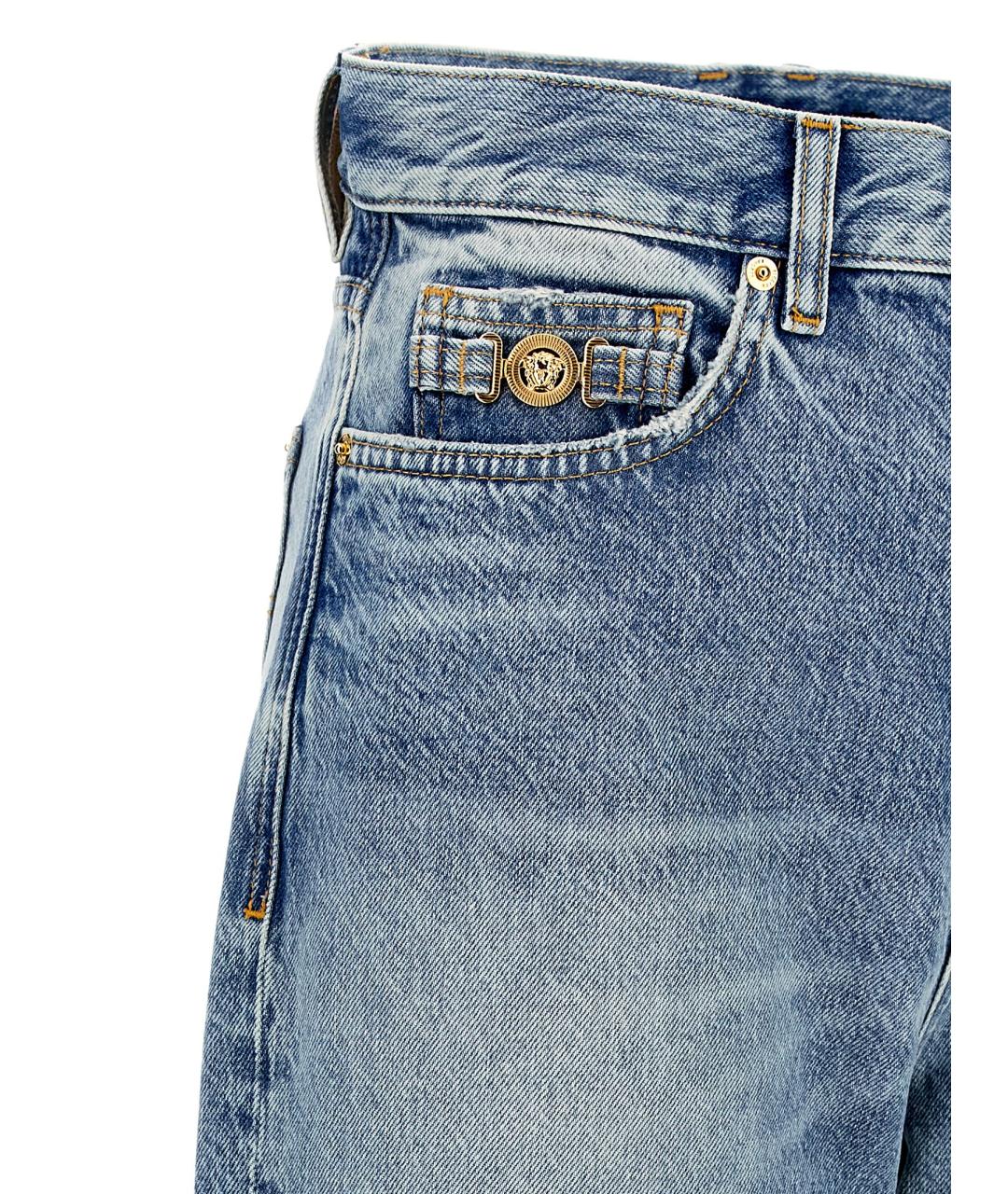 VERSACE Синие хлопковые прямые джинсы, фото 5