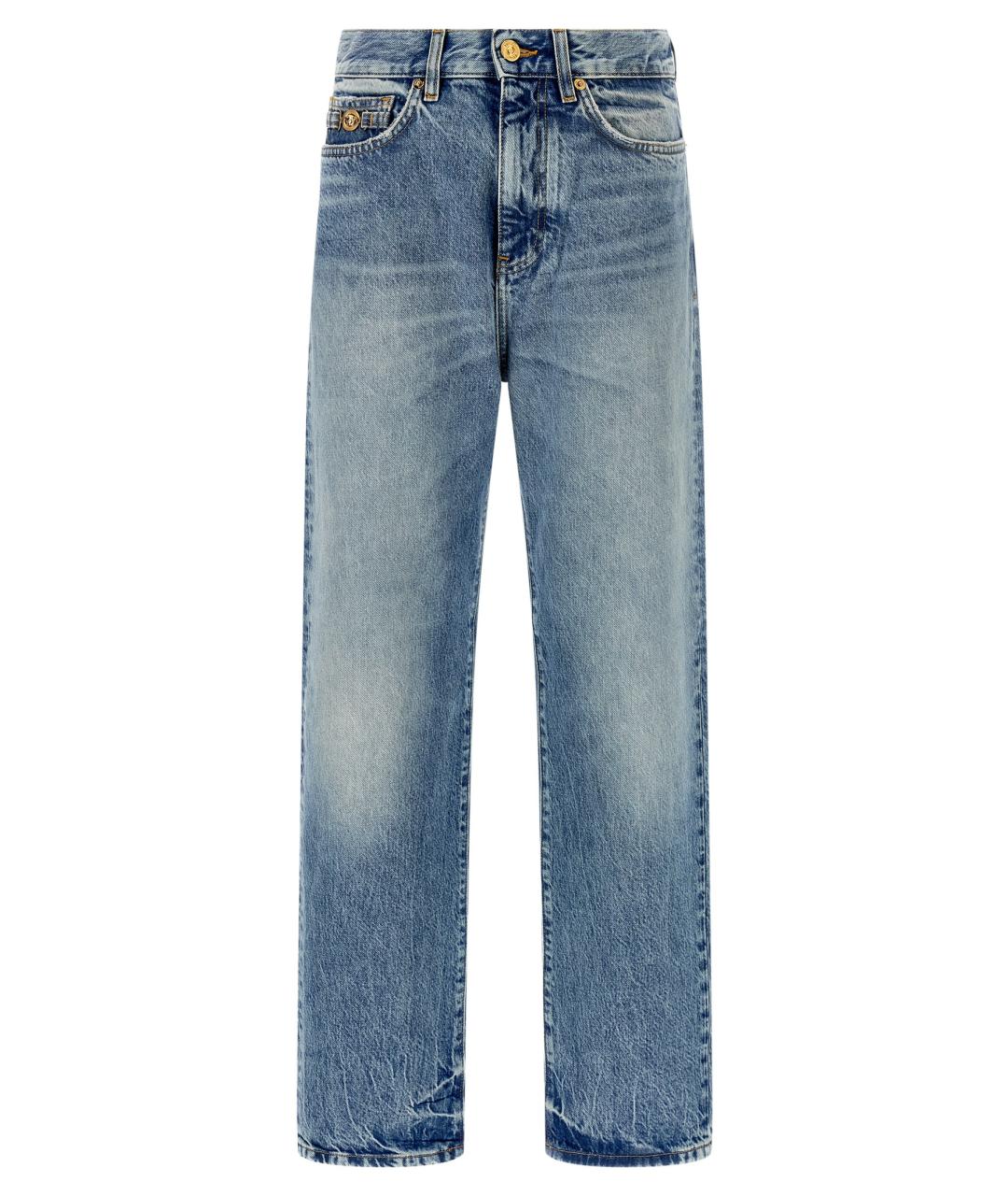 VERSACE Синие хлопковые прямые джинсы, фото 1