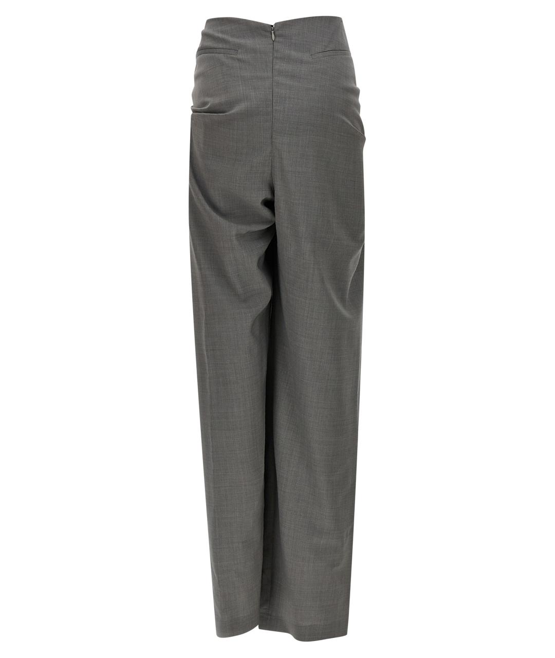 GIUSEPPE DI MORABITO Серые шерстяные прямые брюки, фото 2