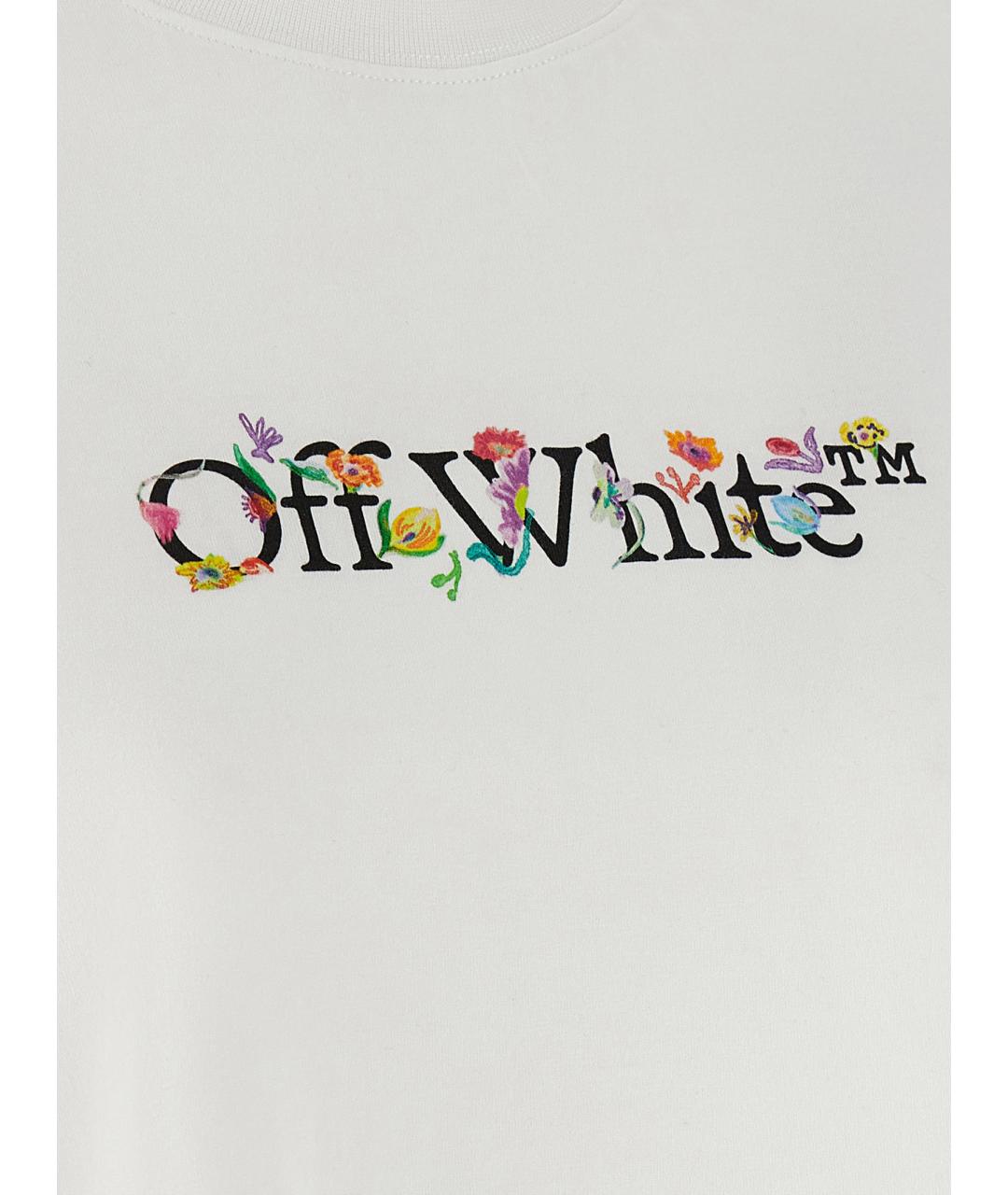 OFF-WHITE Белая хлопковая футболка, фото 4