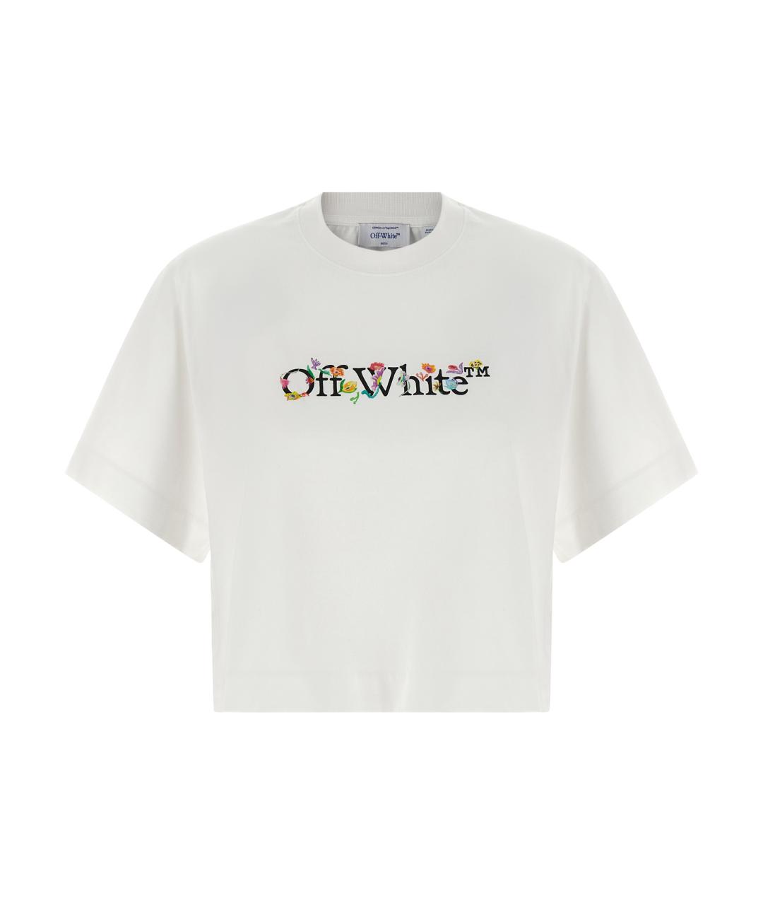 OFF-WHITE Белая хлопковая футболка, фото 1