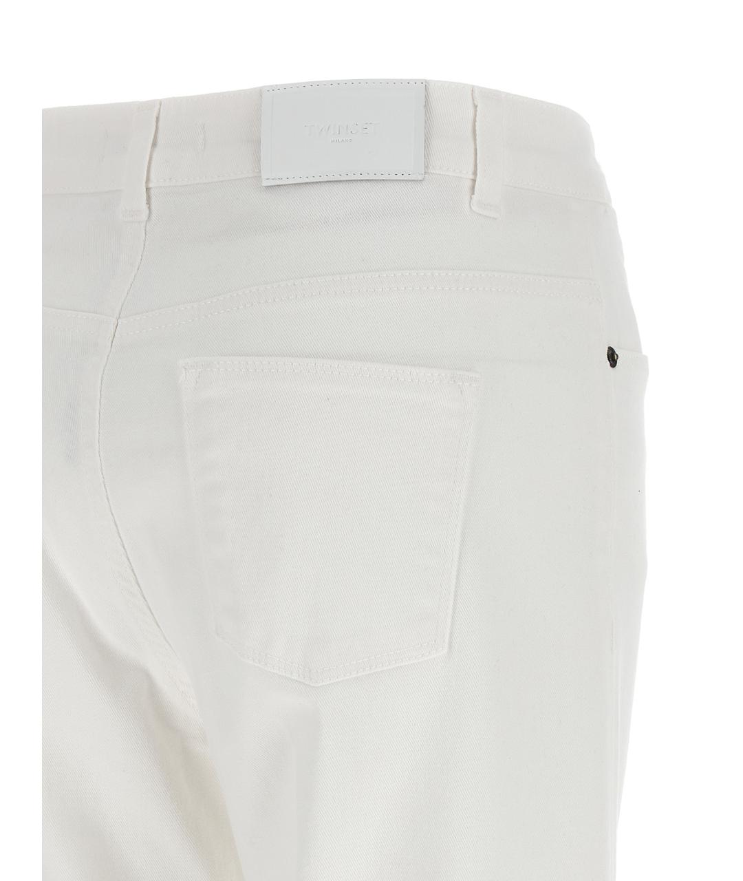 TWIN-SET Белые хлопковые джинсы клеш, фото 4