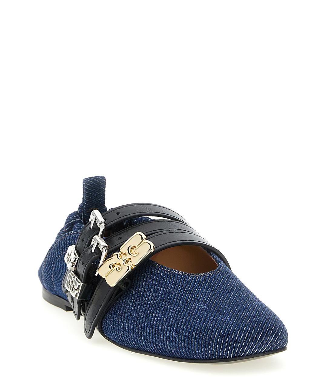 GANNI Синие текстильные балетки, фото 2