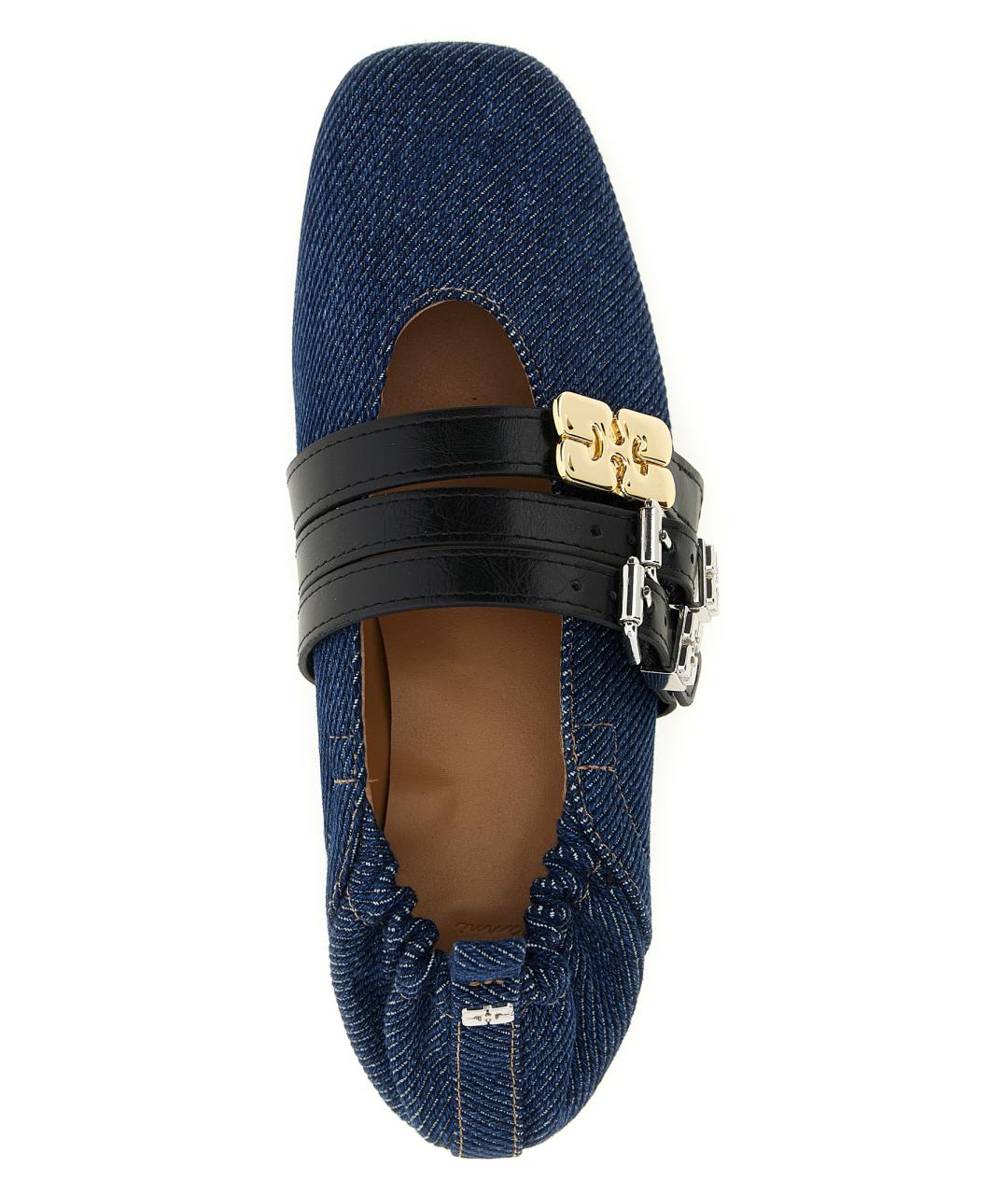 GANNI Синие текстильные балетки, фото 4