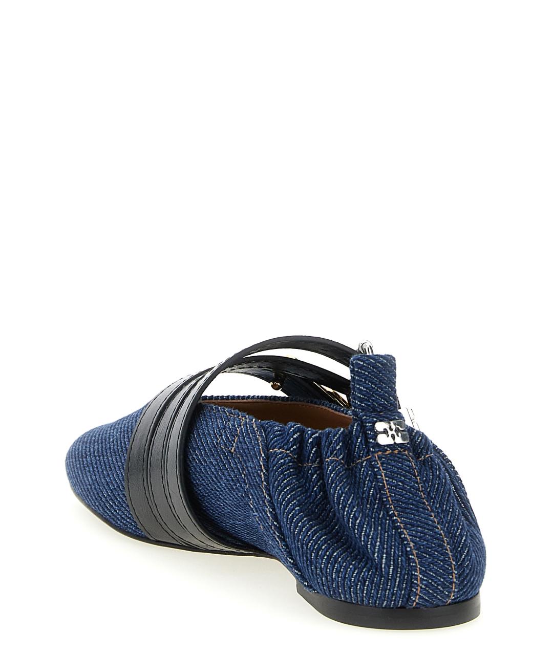 GANNI Синие текстильные балетки, фото 3