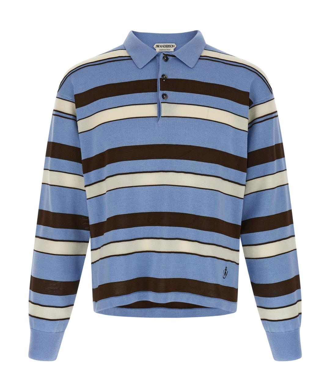 J.W.ANDERSON Голубое хлопковое поло с длинным рукавом, фото 1