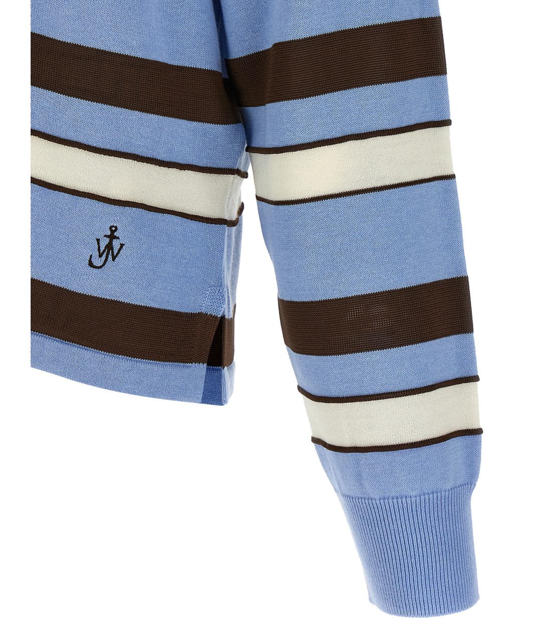 J.W.ANDERSON Голубое хлопковое поло с длинным рукавом, фото 4