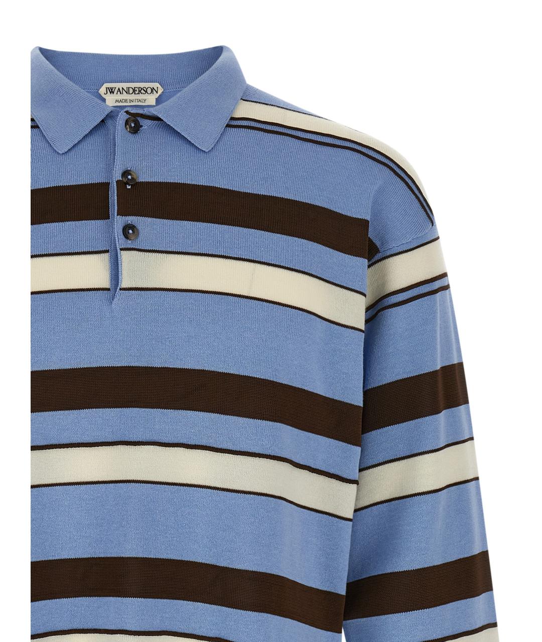 J.W.ANDERSON Голубое хлопковое поло с длинным рукавом, фото 3