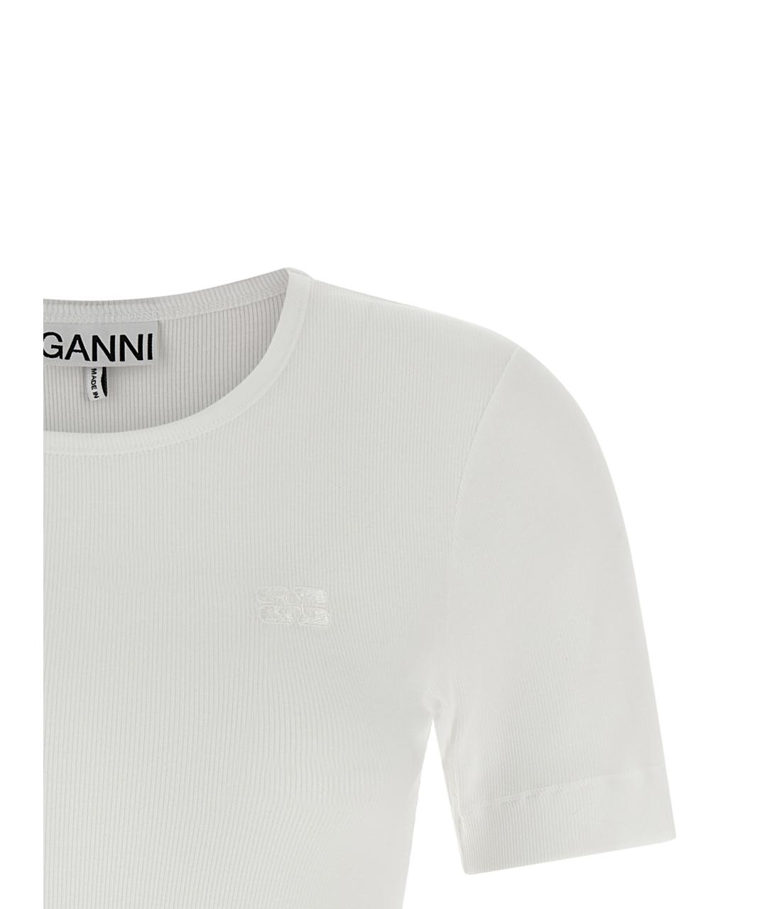 GANNI Белая хлопковая футболка, фото 3