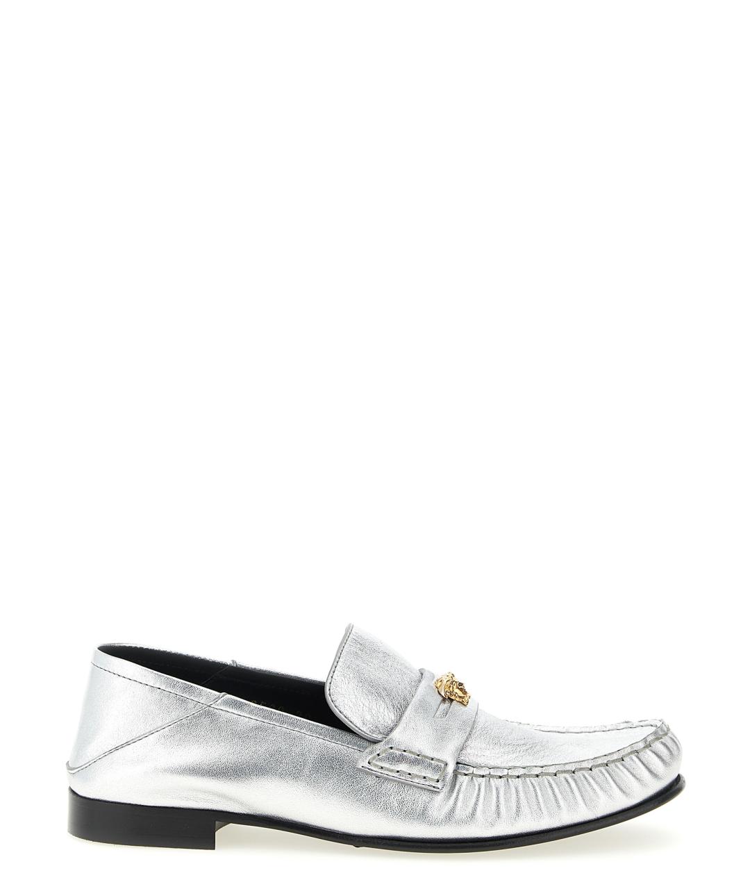 VERSACE Серебряные кожаные лоферы, фото 1