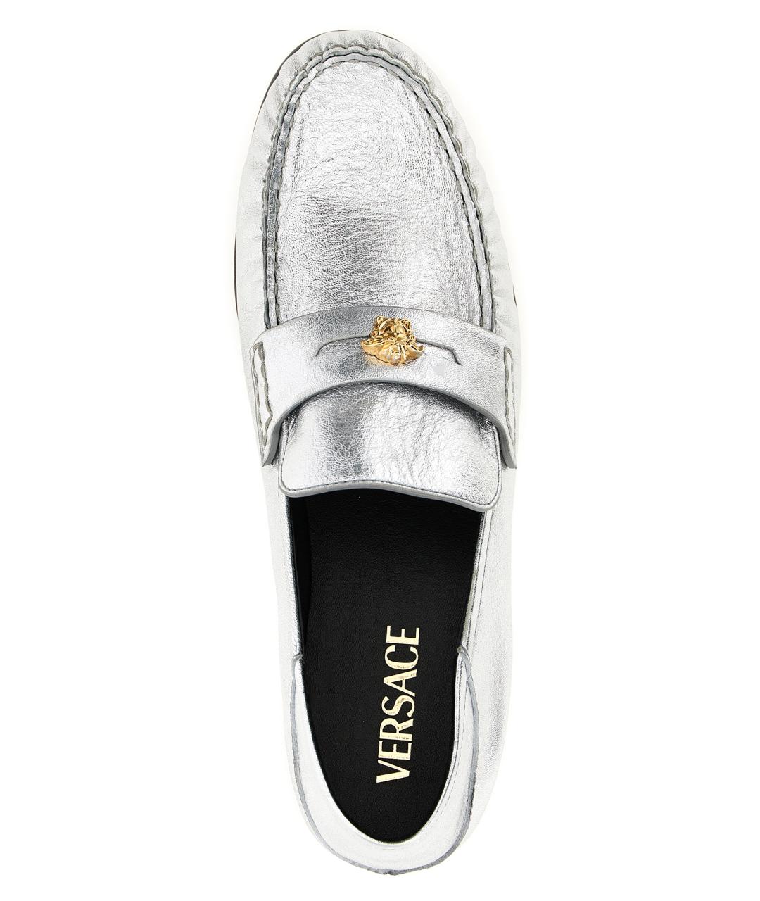VERSACE Серебряные кожаные лоферы, фото 4