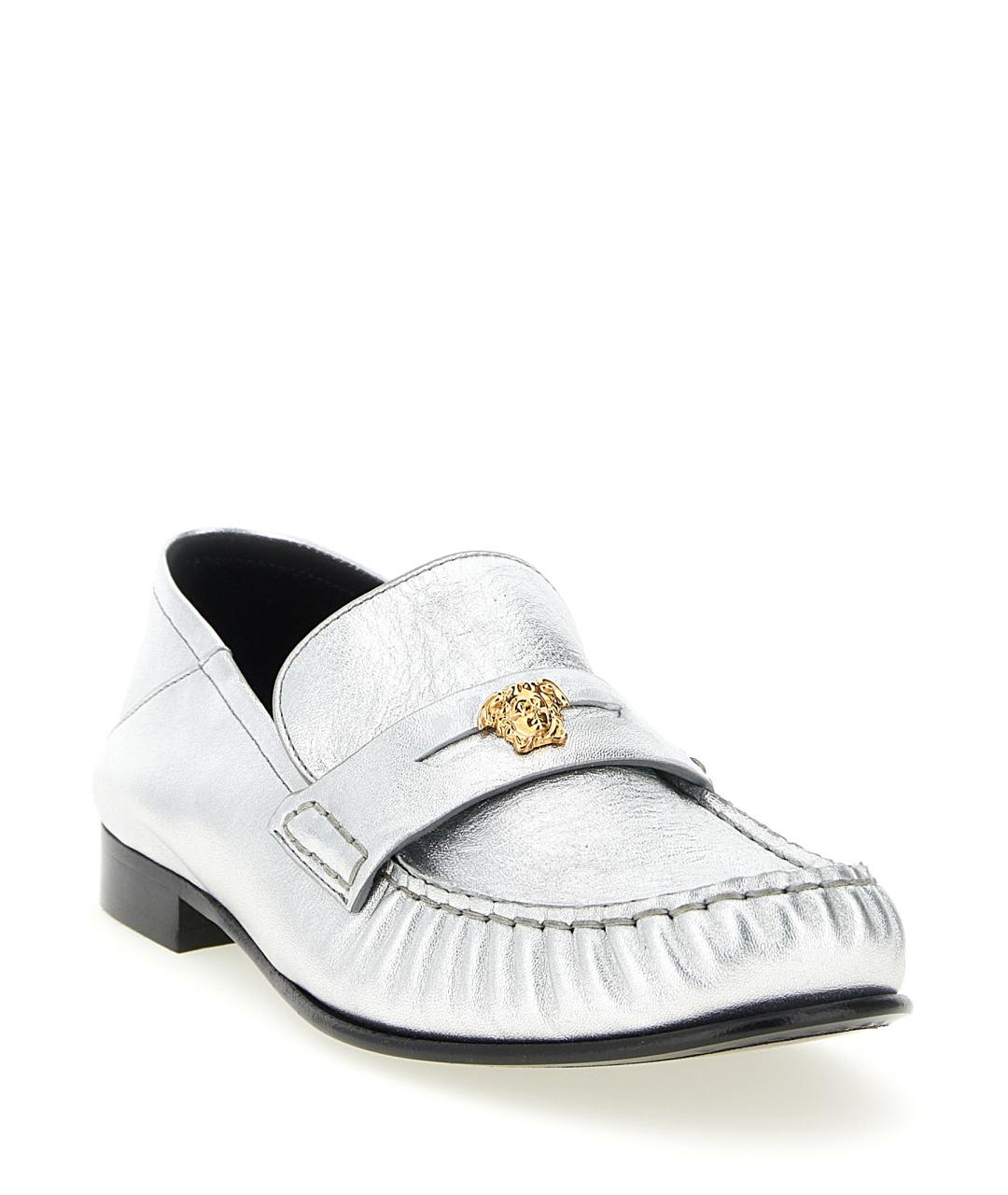 VERSACE Серебряные кожаные лоферы, фото 2