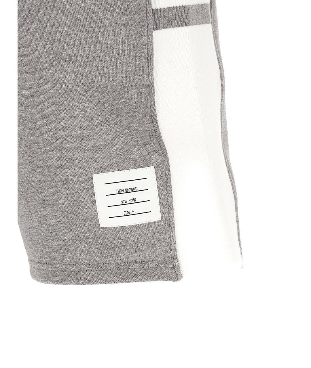 THOM BROWNE Серые хлопковые шорты, фото 4
