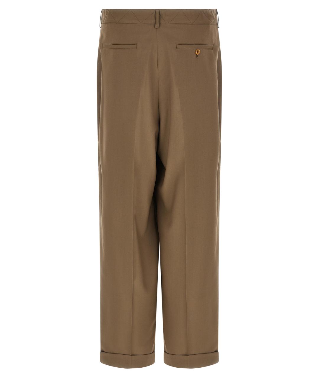 MARNI Бежевые шерстяные повседневные брюки, фото 2