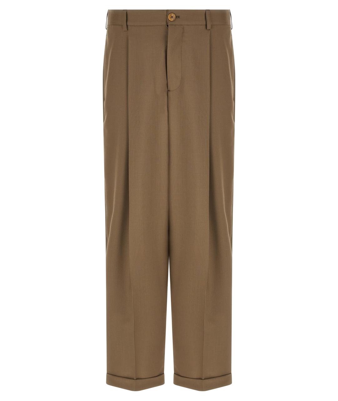 MARNI Бежевые шерстяные повседневные брюки, фото 1