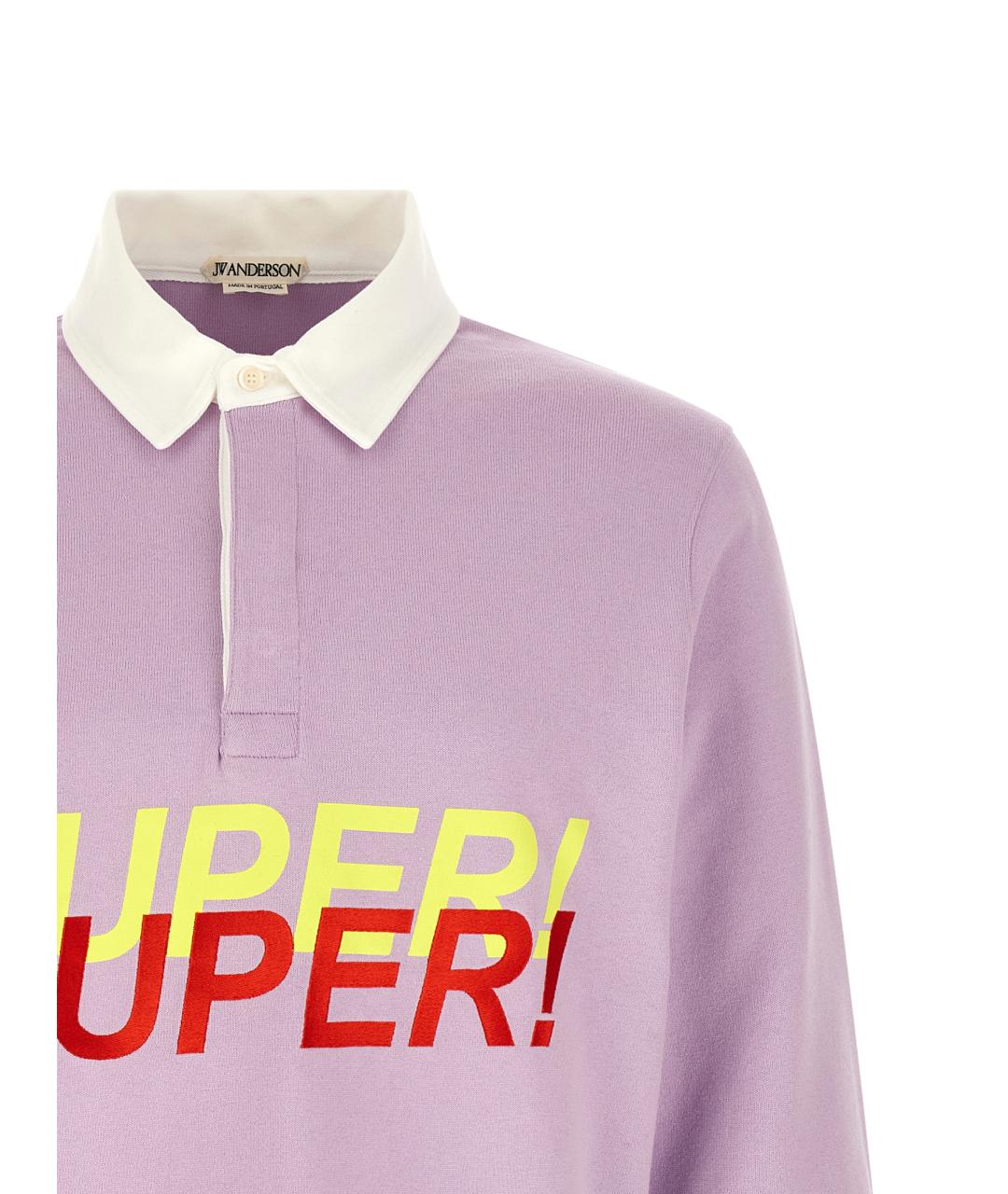 J.W.ANDERSON Фиолетовое хлопковое поло с длинным рукавом, фото 3