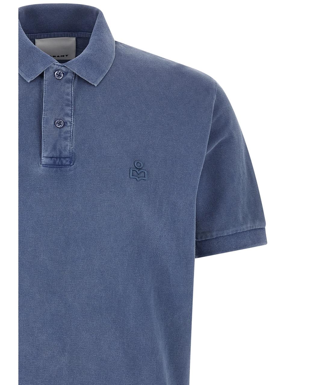 ISABEL MARANT Синее хлопковое поло с коротким рукавом, фото 3