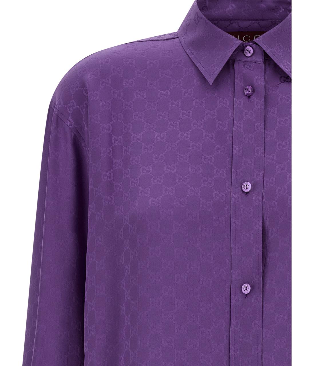 GUCCI Фиолетовая шелковая блузы, фото 3