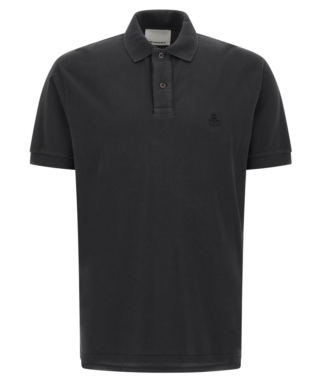 ISABEL MARANT Черное хлопковое поло с коротким рукавом, фото 1