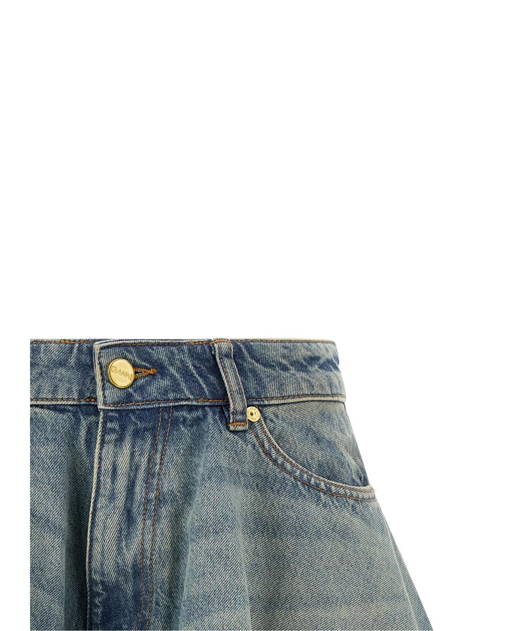 GANNI Синяя хлопковая юбка мини, фото 3