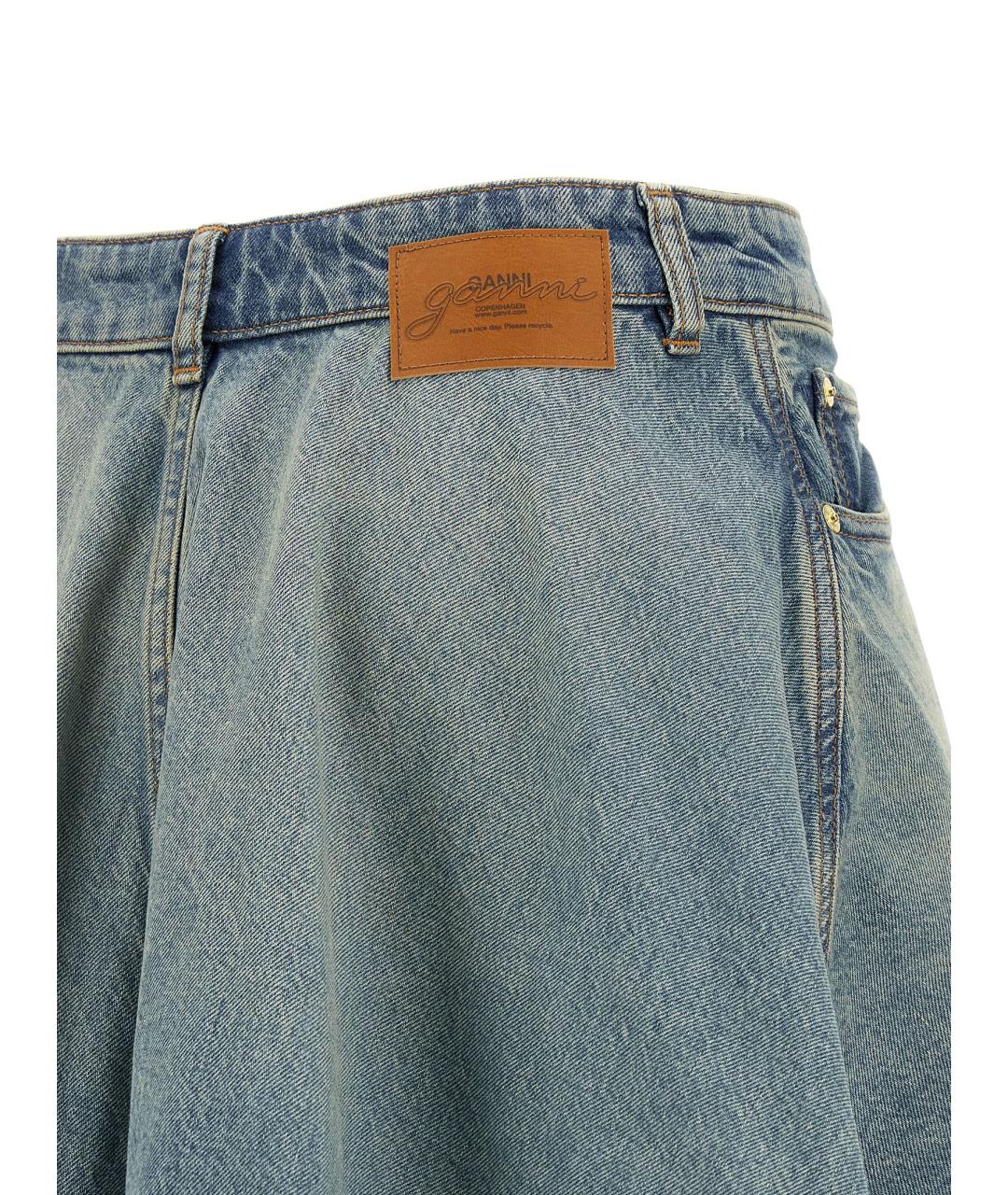 GANNI Синяя хлопковая юбка мини, фото 4