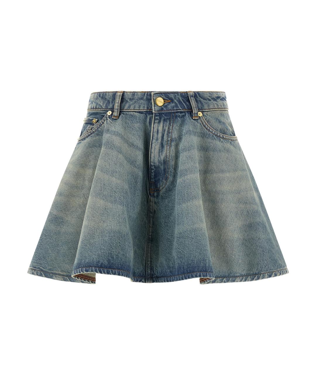 GANNI Синяя хлопковая юбка мини, фото 1