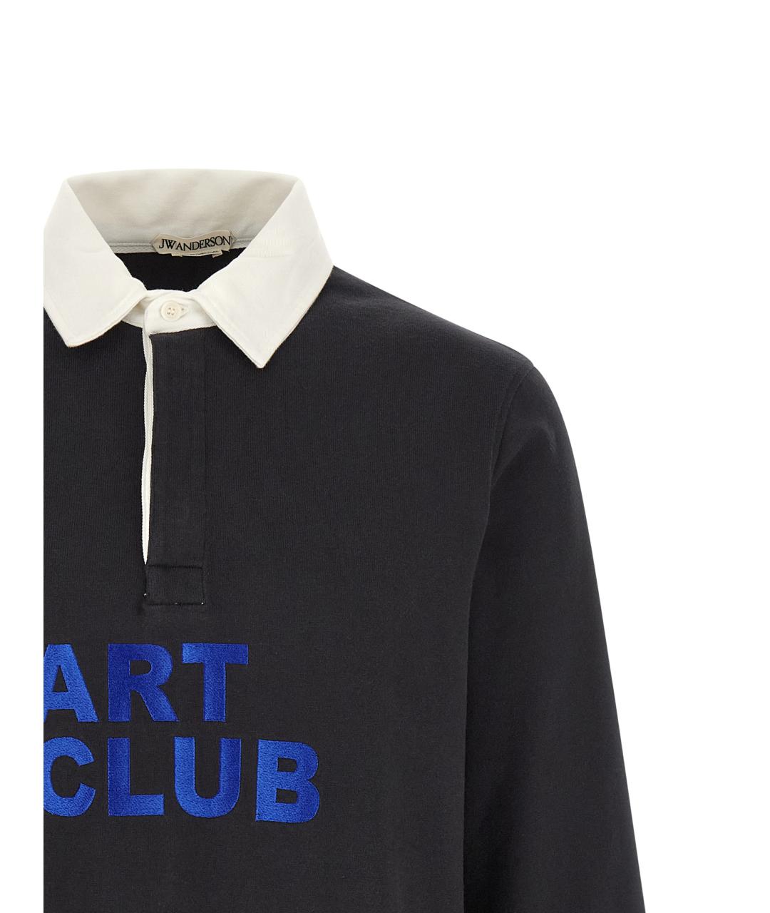 J.W.ANDERSON Черное хлопковое поло с длинным рукавом, фото 3