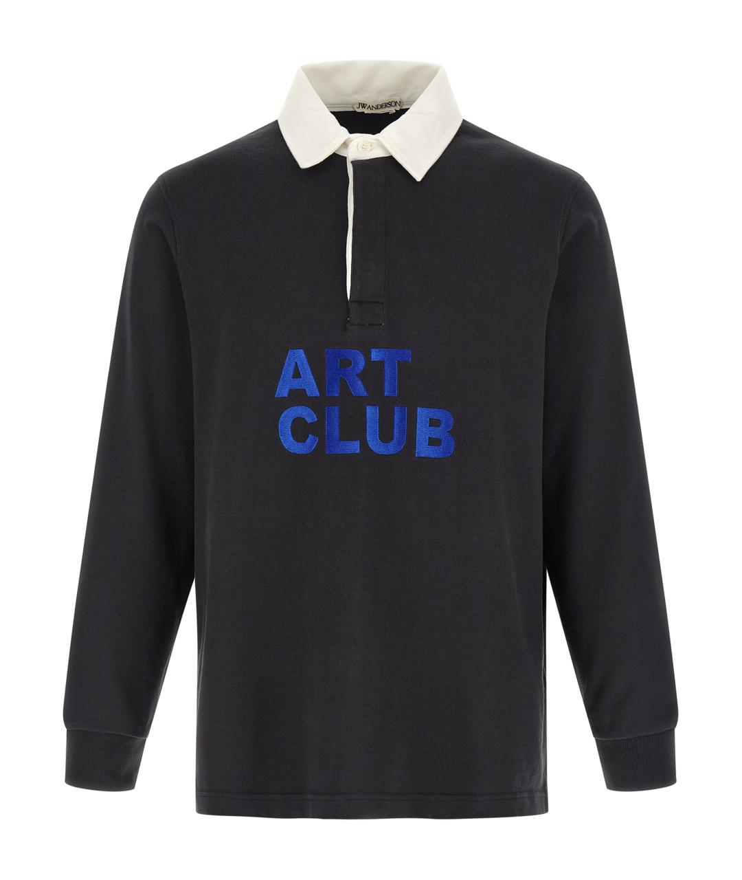 J.W.ANDERSON Черное хлопковое поло с длинным рукавом, фото 1