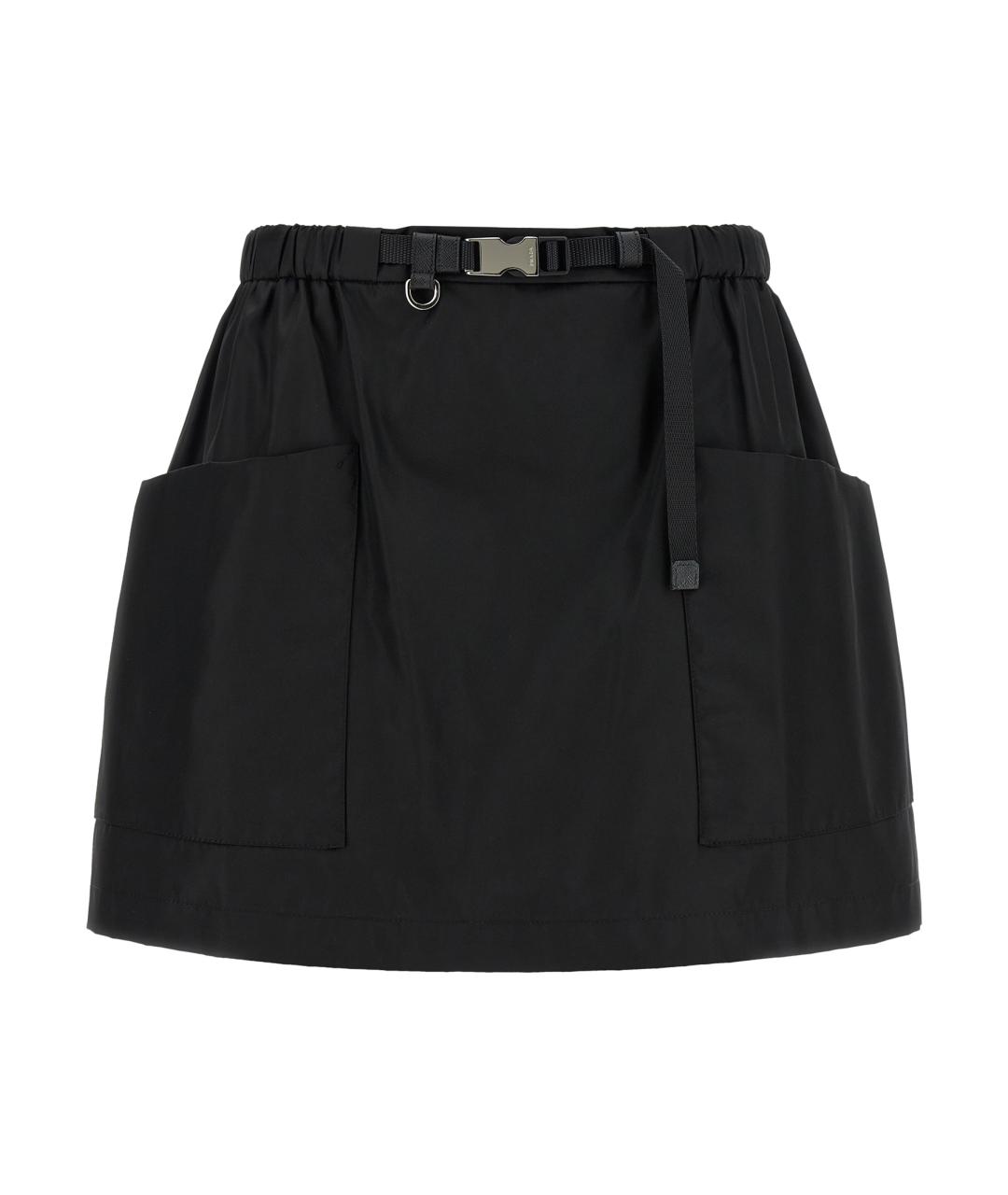 PRADA Черная полиамидовая юбка мини, фото 1