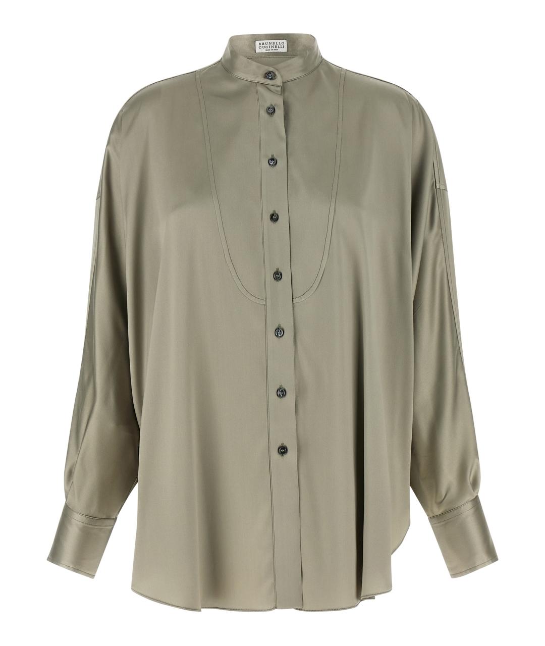 BRUNELLO CUCINELLI Зеленая шелковая блузы, фото 1