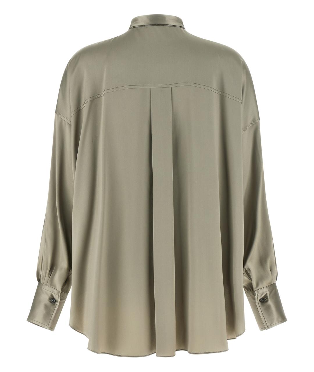 BRUNELLO CUCINELLI Зеленая шелковая блузы, фото 2