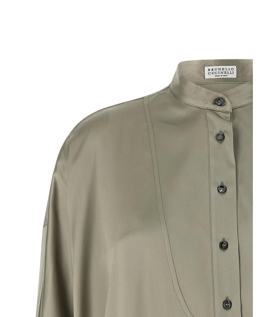 BRUNELLO CUCINELLI Зеленая шелковая блузы, фото 3